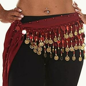Maroon belly dancing chiffon hip scarf